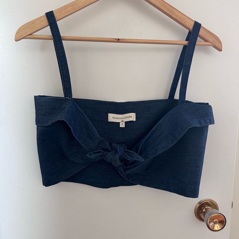 ELIZA FAULKNER Denim Tie Top S